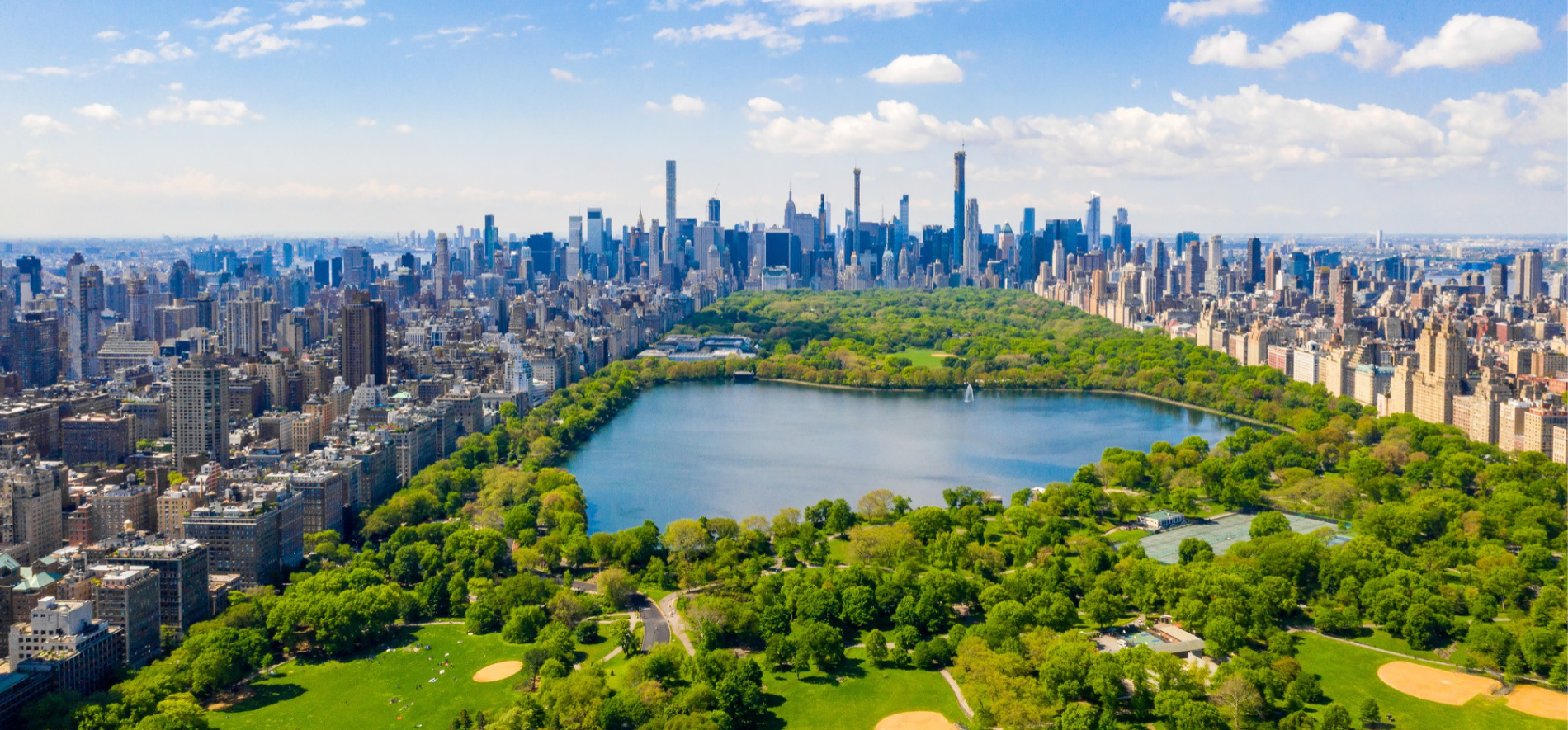 Na zdjęciu widok z drona na Central Park w Nowym Jorku Widok z drona na Central Park w Nowym Jorku